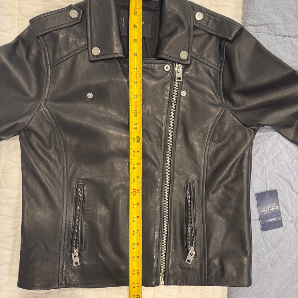 Lucky Brand Black Leather Motorcycle Jacket - Picture 12 of 12